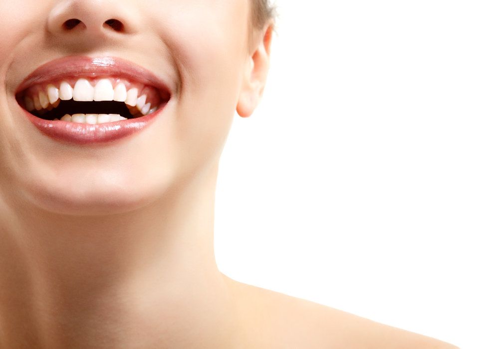 Up-close shot of woman laughing